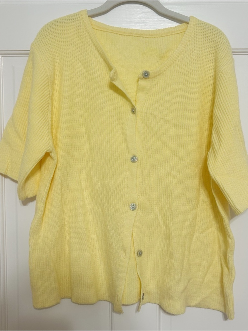 Soft Yellow Knit Button-Up Cardigan